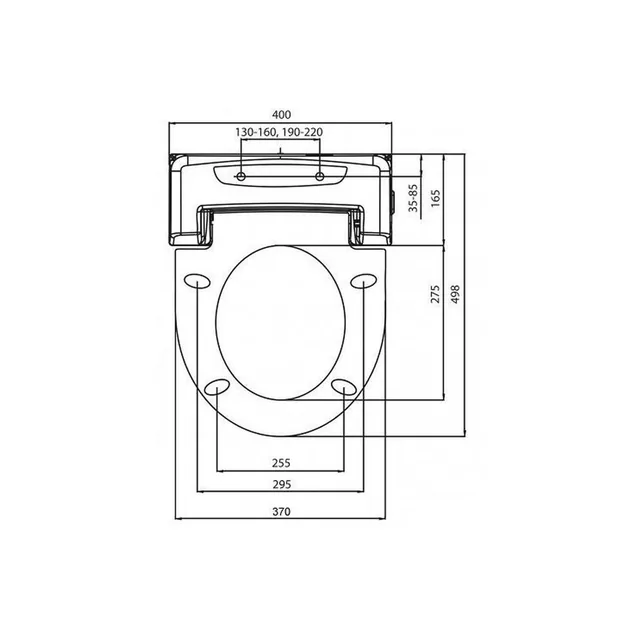 Blooming 1160 Standard (douchewc-bril met föhn) – Maattekening