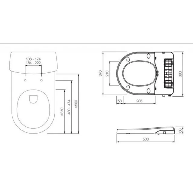 Blooming NB14 (mechanische bidet zonder stroom) – Maattekening