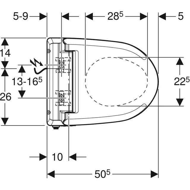 Geberit AquaClean 4000 (losse wc-zitting) – Maattekening (4)