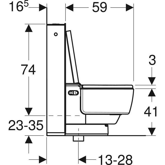 Geberit AquaClean Mera Classic vloerstaand (compleet, incl. reservoir) – Maattekening (3)