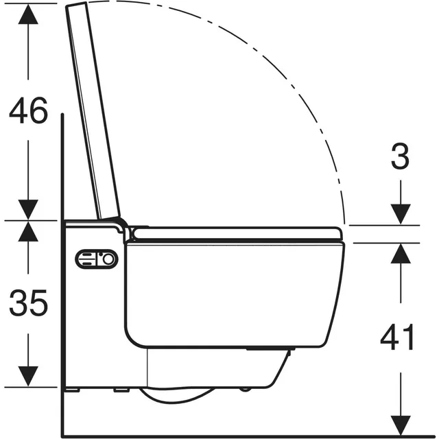 Geberit AquaClean Mera Comfort wandcloset (compleet) – Maattekening (3)
