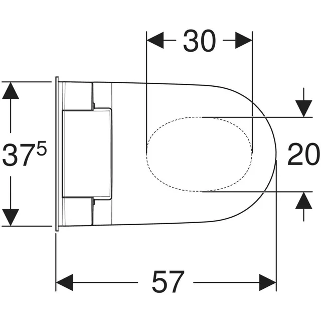 Geberit AquaClean Sela wandcloset (compleet) – Maattekening (4)