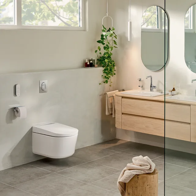 GROHE Sensia Pro douche-wc (compleet wandhangend douchetoilet) – In de badkamer