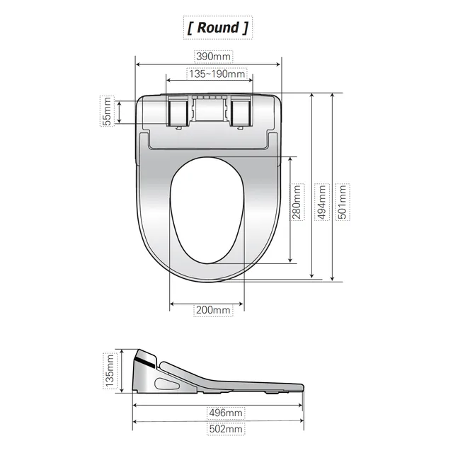 Homecare / HCI Pure 500R (douchewc-bril) – Maattekening