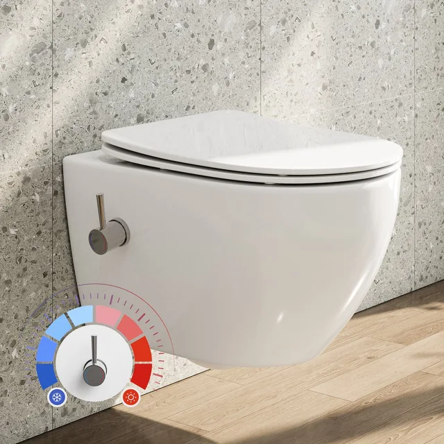 HOROW UF12R taharet-wandtoilet met bidetfunctie (53 x 36 x 35 cm) – In de badkamer (3)