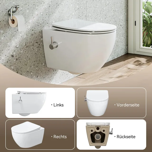 HOROW UF12R taharet-wandtoilet met bidetfunctie (53 x 36 x 35 cm) – Detail (3)