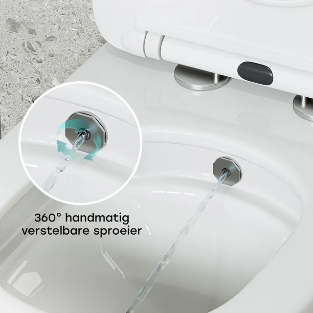 HOROW UF12R taharet-wandtoilet met bidetfunctie (53 x 36 x 35 cm) – Detail (4)