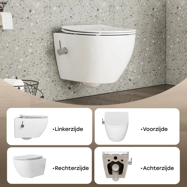 HOROW UF12R taharet-wandtoilet met bidetfunctie (53 x 36 x 35 cm) – Detail (1)
