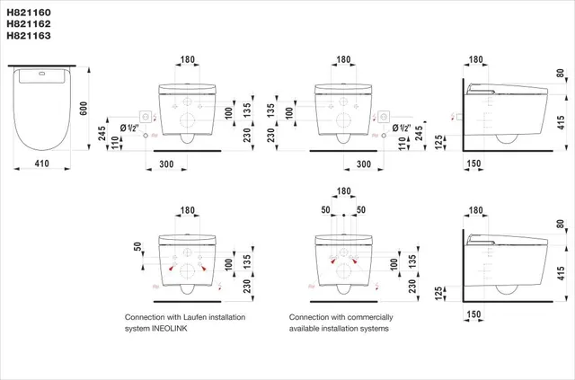 LAUFEN Cleanet ALVIA (compleet douchetoilet) – Maattekening (1)