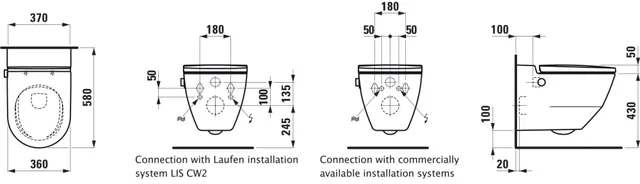 LAUFEN Cleanet Navia (compleet douchetoilet) – Maattekening