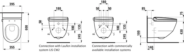 LAUFEN Cleanet Riva (compleet douchetoilet) – Maattekening
