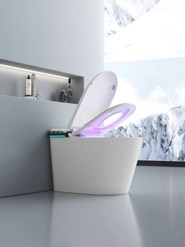 SlimmeWC Staand Toilet Topversie (compleet douchetoilet) – In de badkamer, deksel open (1)