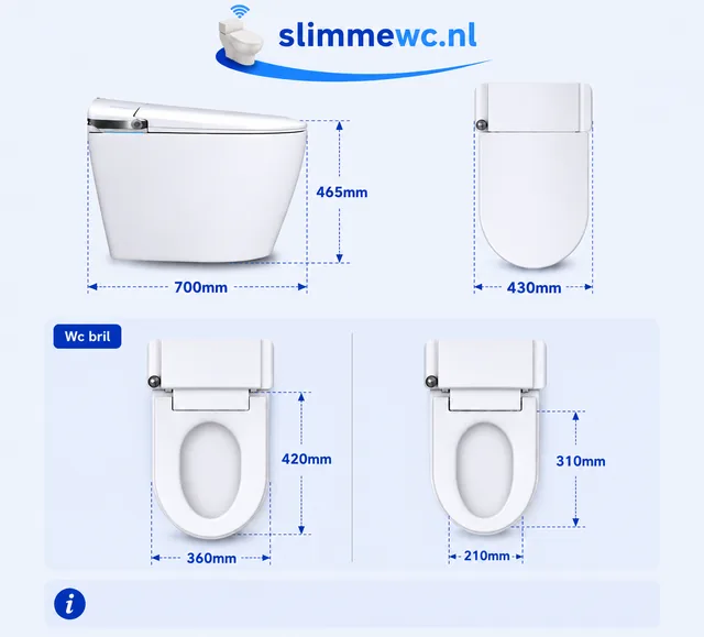 SlimmeWC Staand Toilet Topversie (compleet douchetoilet) – Maattekening